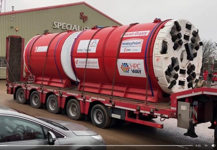 JGL's latest microtunnel boring machine en route to a project in Somerset.