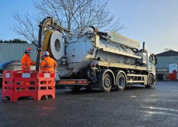 Wilkinson workers supervise sewer repair in the Midlands, UK.