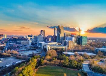 Skyline of Raleigh in North Carolina.